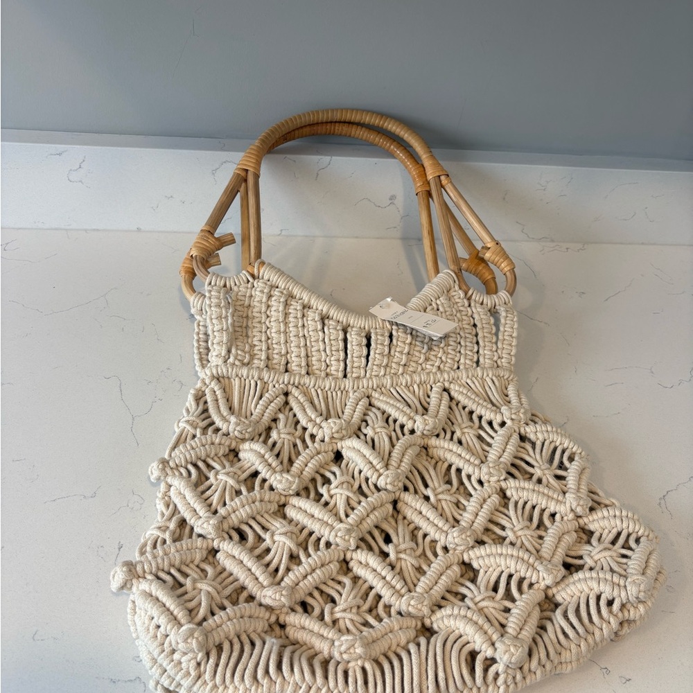 Handcrafted Cream Anthropology Tote Bag